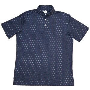 Tailor Byrd Men's‎ Navy All Over Flamingo Print Golf Polo Shirt XL Quick Dry